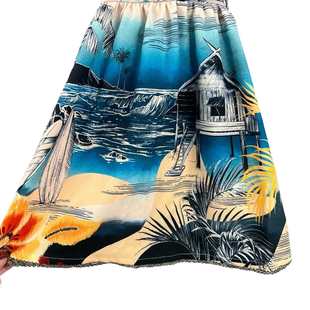 Agua Bendita Dress‎ Kids Maxi Tropical Print Spaghetti Straps 2 New